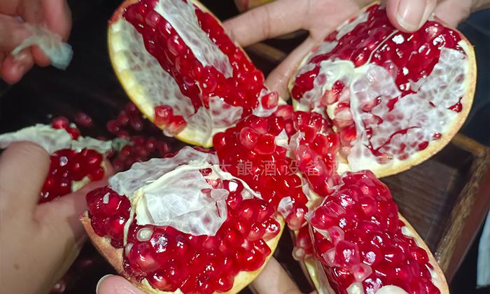 劃開(kāi)石榴，取出果粒